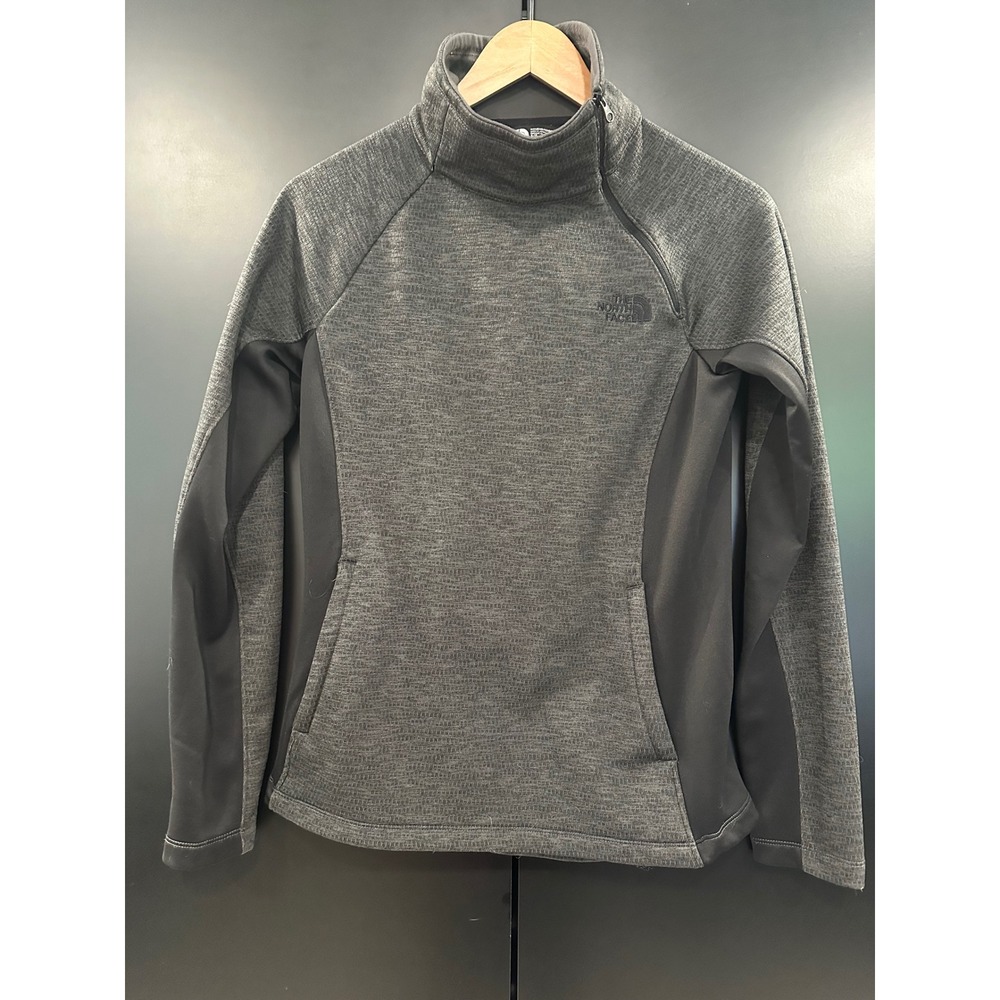 The North Face 1/4 Zip Assymetrical Cowl Neck Grey Heather Fleece Pullover‎